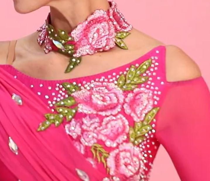 社交ダンスドレス スタンダードドレス モダンダンス 薔薇 オーダー