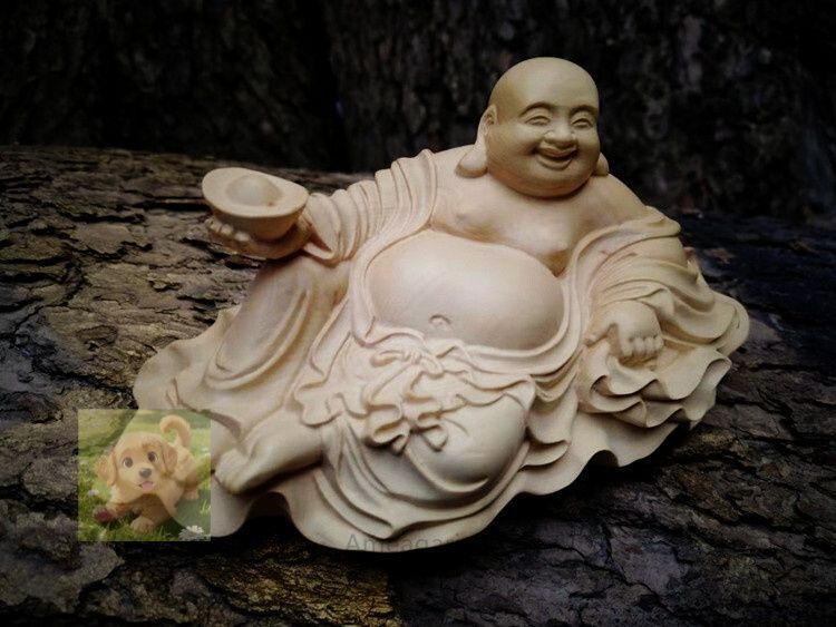 総柘植材 木彫仏像 仏教美術 精密細工 弥勒菩薩 置物