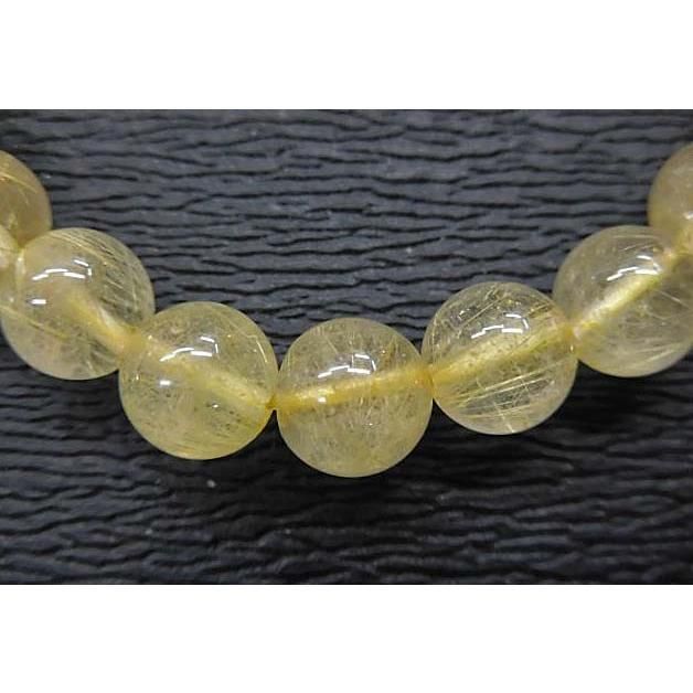 天然石 ルチルクォーツ11.0mm玉ブレスレット 内周18.5cm メンズ