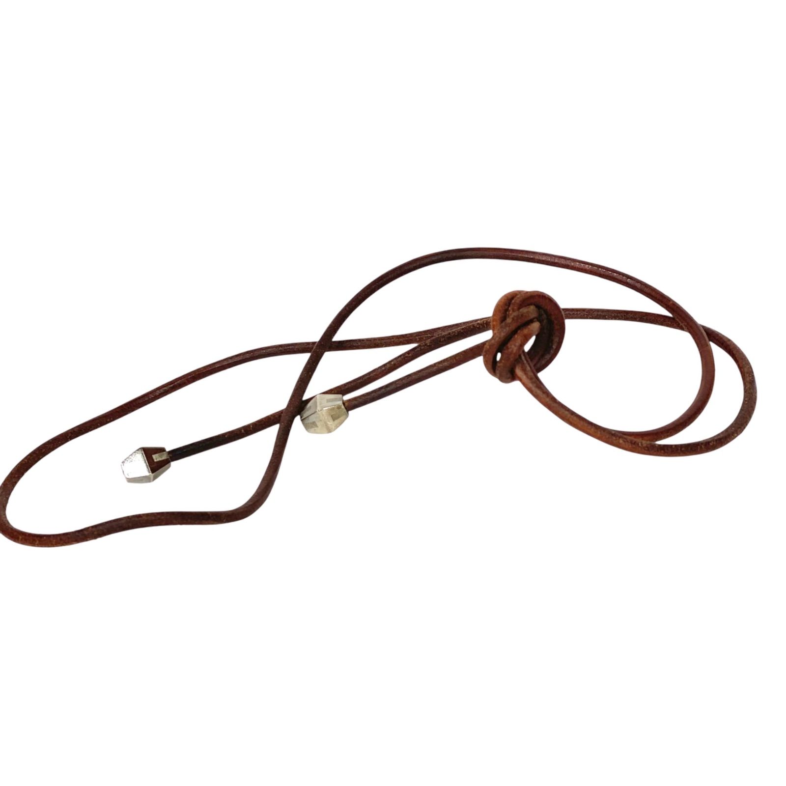 エルメス ラニエール レザーネックレス チョーカー シルバー金具 革紐