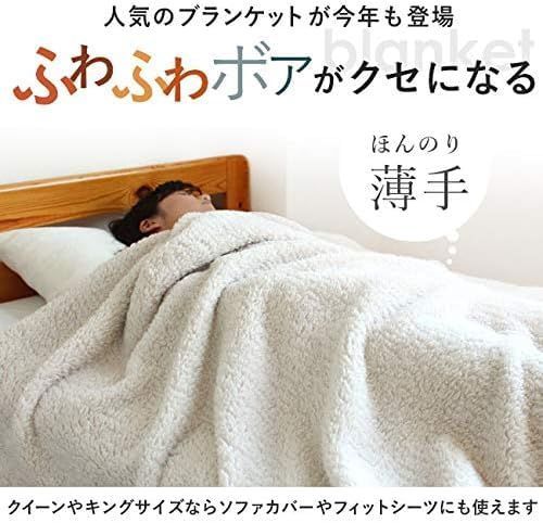 匿名配送】 ダブル_ブルーグレー f/l やさしい暮らし【大判 ボア