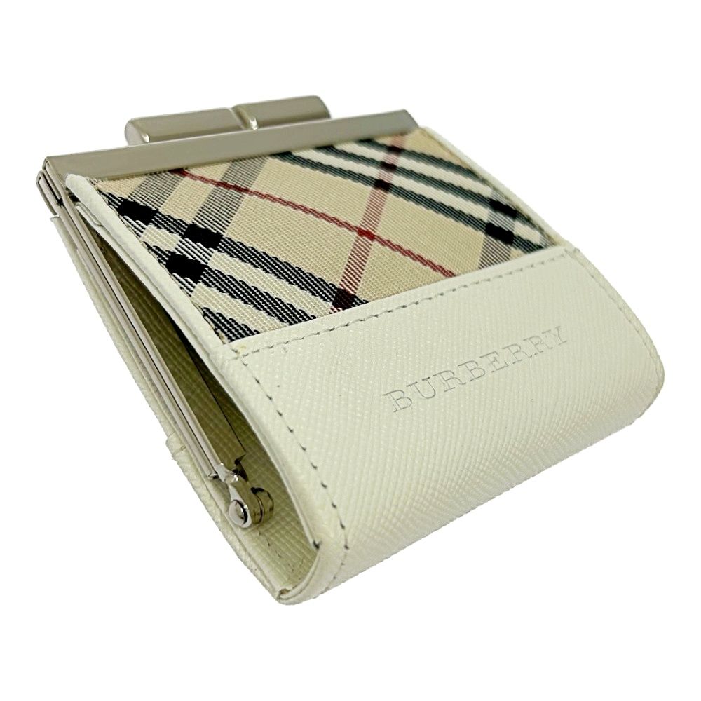 中古】【箱付き】 BURBERRY バーバリー レザー ノバチェック がま口