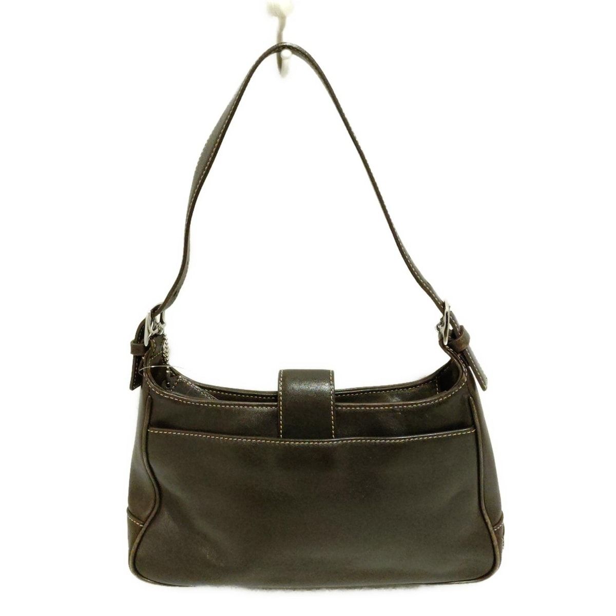 COACH ダークブラウン レザーショルダーバッグ