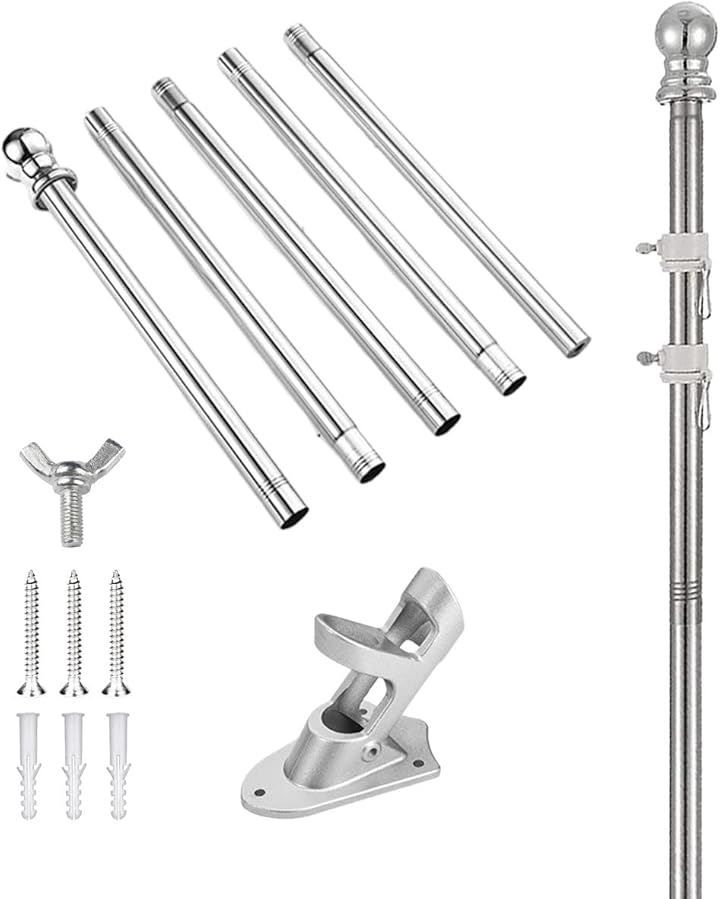 SALUDABLE 旗 ポール 日本 国旗 日の丸 のぼり 旗棒 スタンド フラッグポール ホルダー(シルバーポール単品)