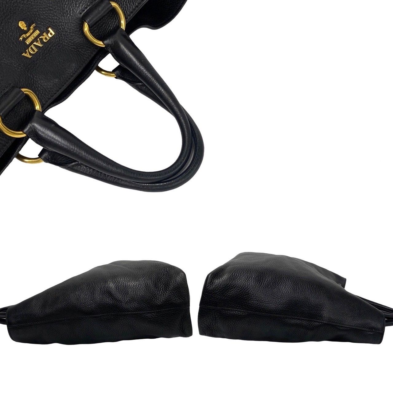 極 美品 PRADA プラダ ヴィッテロ ロゴ金具 レザー トートバッグ