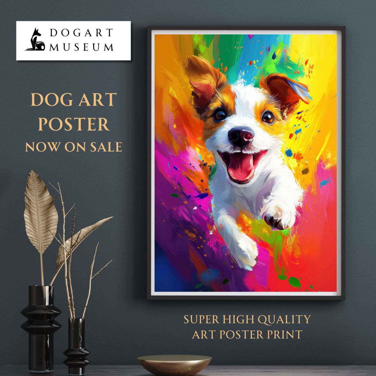 虹色の人生 - ジャックラッセルテリア犬 No.1 レインボー ペットロス うちの子 記念日 アートポスター 犬の絵 犬のイラスト ギフト プレゼント