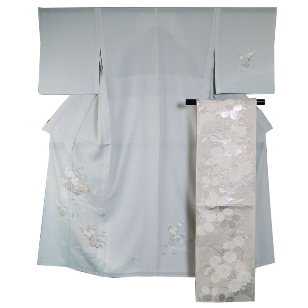 アンティーク着物　絽　訪問着　夏着物　秋草 絽 訪問着 刺繍 秋草 - からん::アンティーク着物・リサイクル