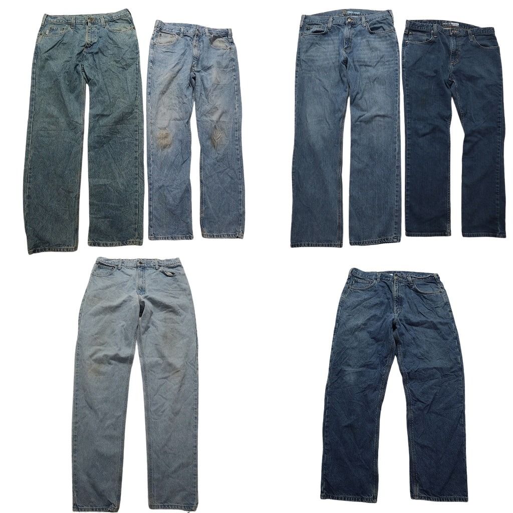 古着卸 カーハート Carhartt デニム パンツ 6枚セット メンズ 36 インディゴブルー フェード アメカジ 古着 NA8687