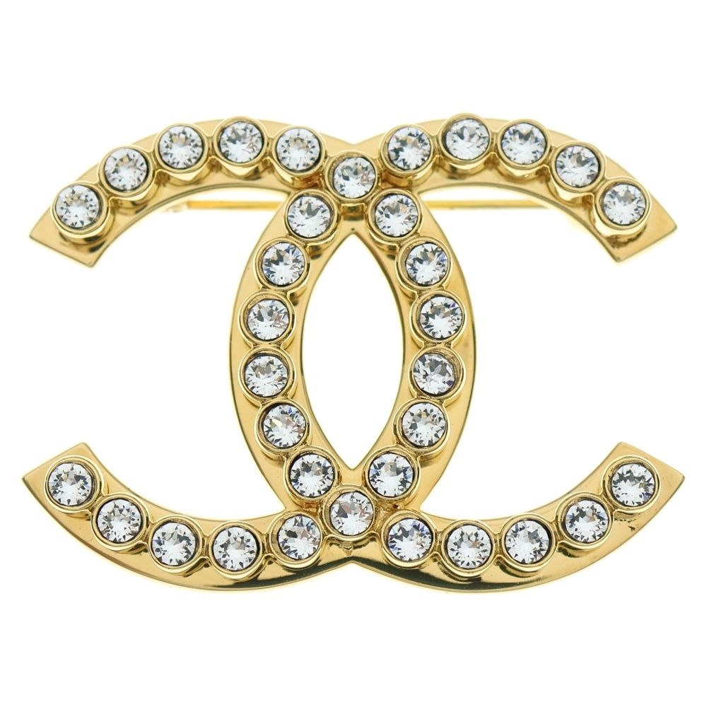 CHANEL シャネル ココマーク クリスタル ブローチ ピンバッジ ゴールド GP