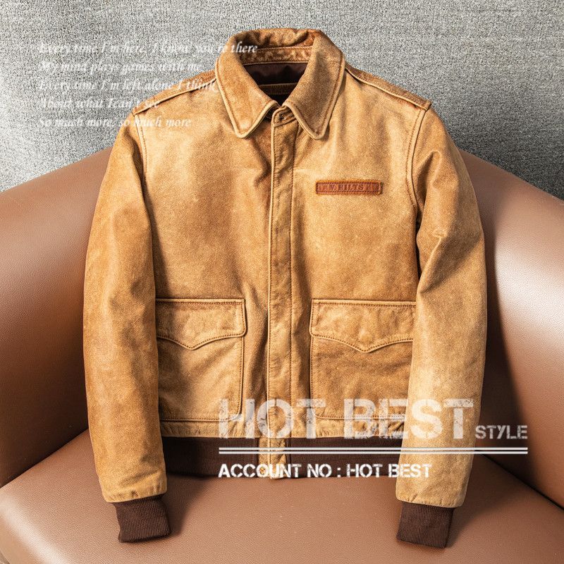 上質　メンズ　レザー　ジャケット　ヴィンテージ加工　カウハイド　復刻40年代　USAF　TYPE　A-2　HILTS　フライトジャケット　WWII 1942　大脱走　牛革 上質 メンズ レザー ジャケット ヴィンテージ加工 カウハイド 復刻40's