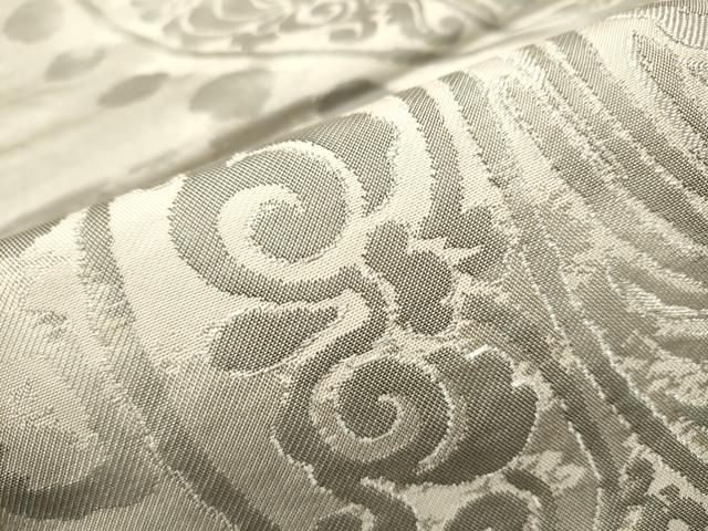 平和屋着物●西陣　川島織物　六通柄　本袋帯　向かい鳥花唐草文　銀糸　正絹　逸品　CAAU9578hy 平和屋着物○西陣 川島織物 六通柄 本袋帯 向かい鳥花唐草文 銀糸 正絹