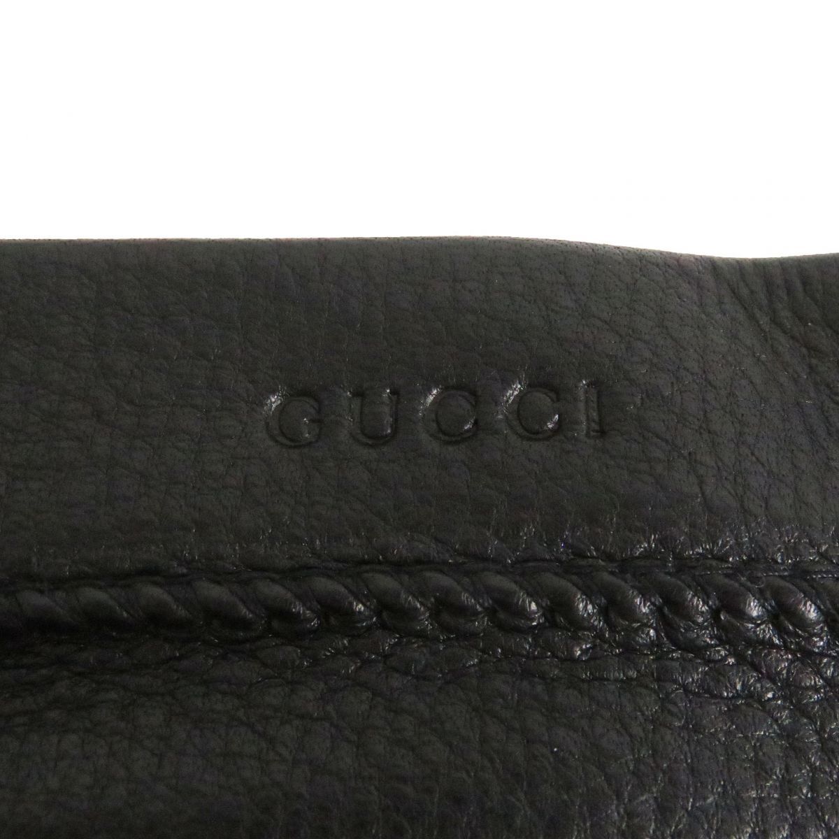 未使用品□GUCCI/グッチ ロゴ入り 裏カシミヤ100％ レザー