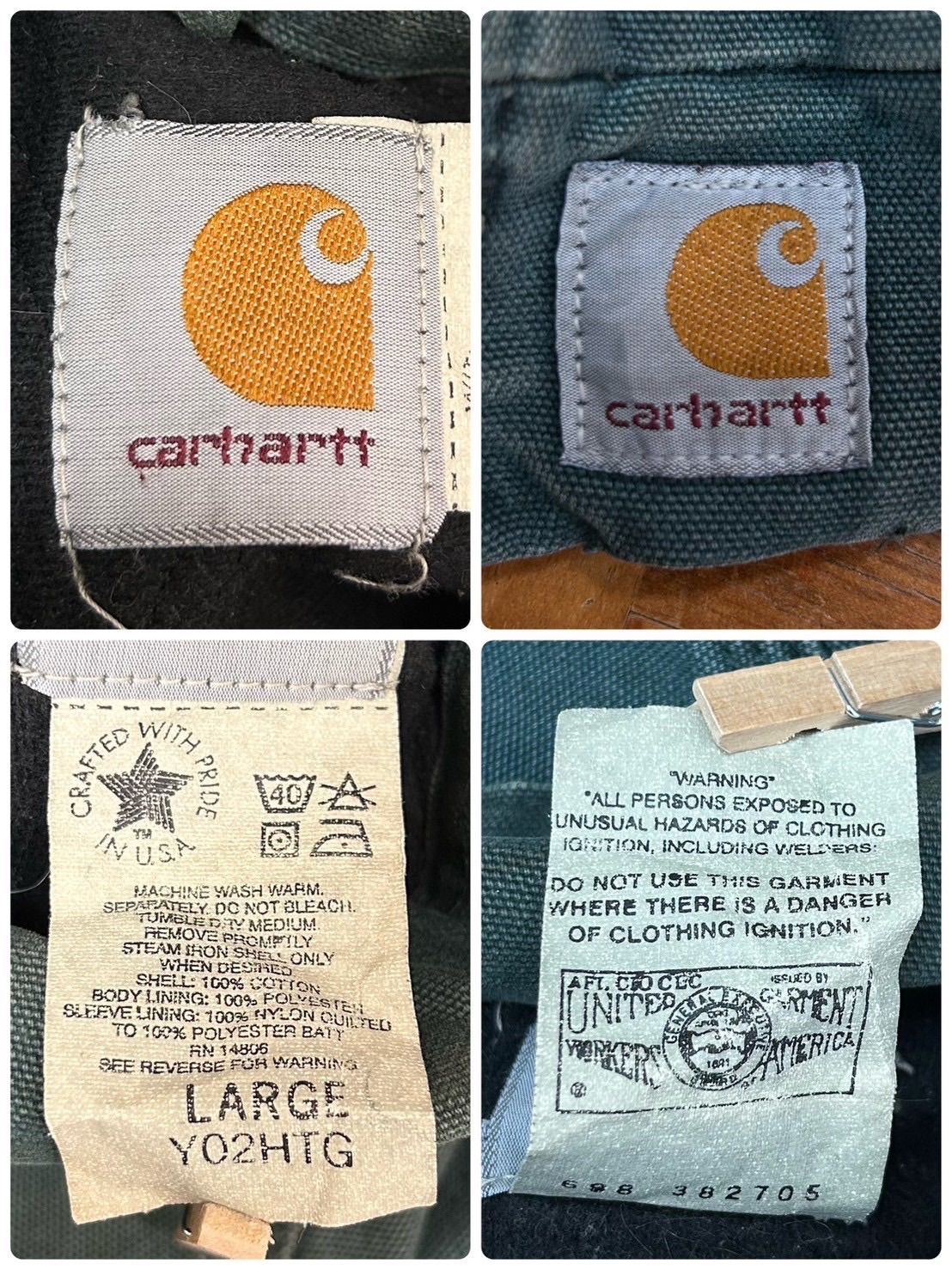 ヴィンテージ 80s USA製  Carhartt カーハート ダック地 ワークジャケット ブルゾン ビンテージ アメリカ製 輸入古着 海外古着 80年代 youth グリーン【S63-5】