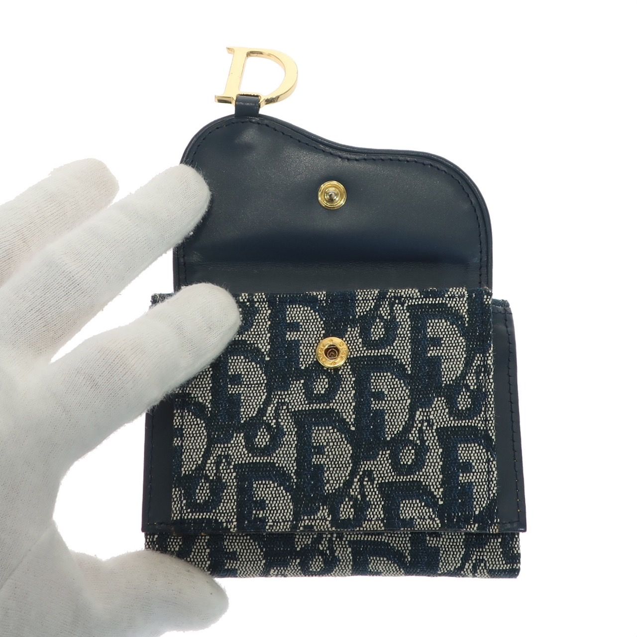 美品】Christian Dior クリスチャンディオール トロッター柄 三つ折り 