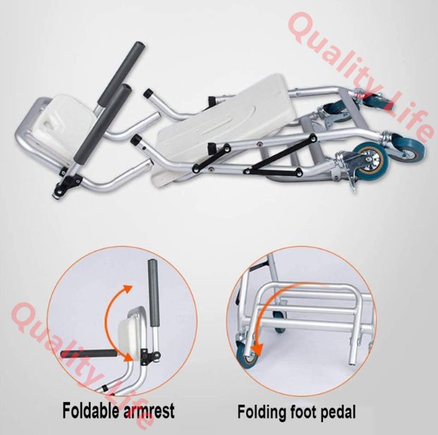 シャワーチェアトイレ浴槽ポータブルベッドサイドローリング便座スツール 折りたたみシャワー車椅子