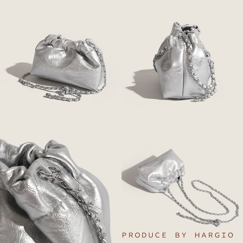 ☆BALENCIAGA☆巾着ドローストリングバッグ シルバー シルバー バッグ 