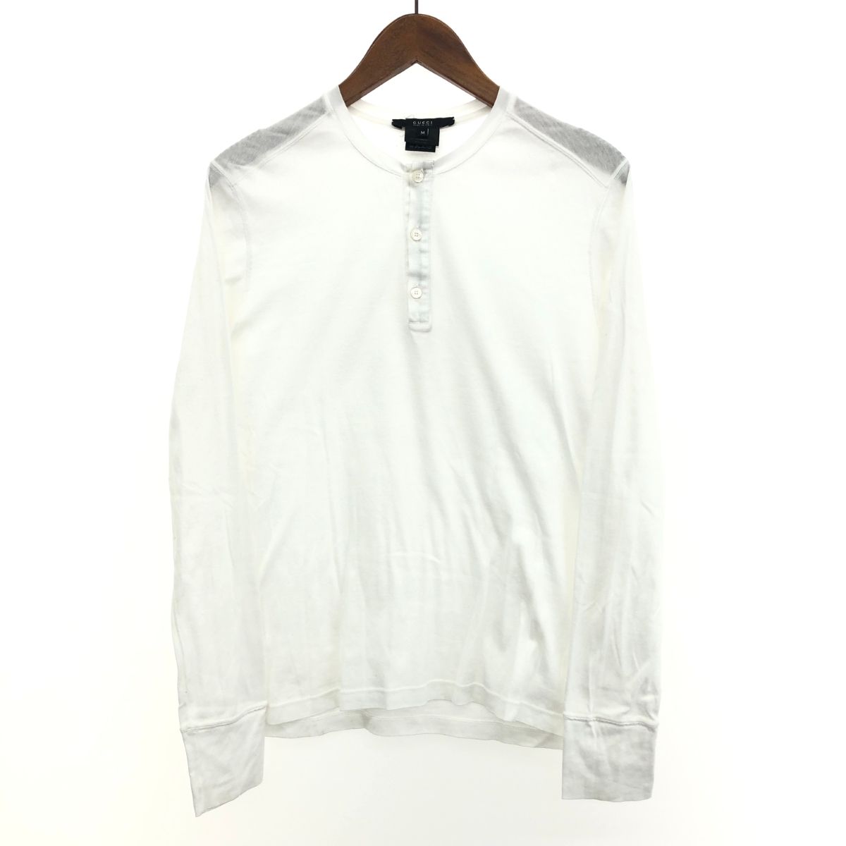 GUCCI グッチ  長袖カットソー サイズ:M  ホワイト  メンズ 　241011008686