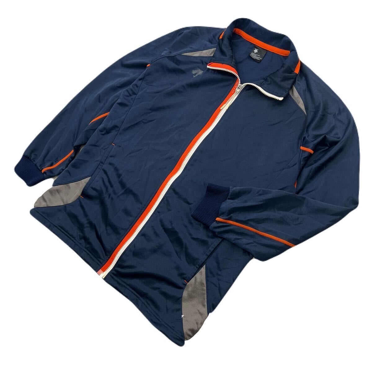 DESCENTE デサント ネイビー オレンジライン ナイロンジャケット 