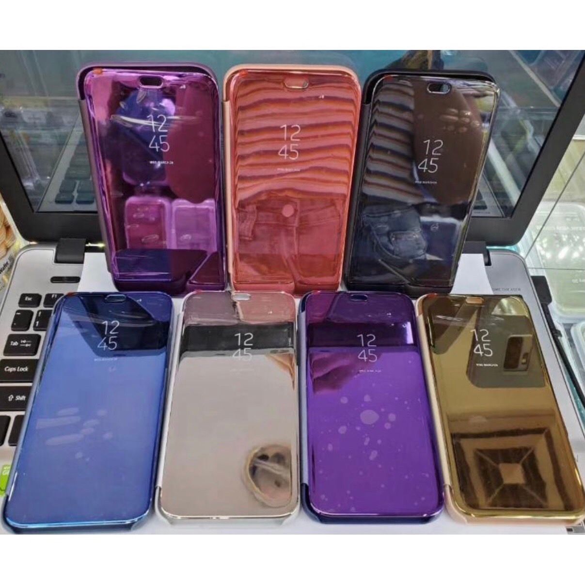 激安通販の iPhone12promaxケース 背面ミラー ピンクパープル スマホカバー j