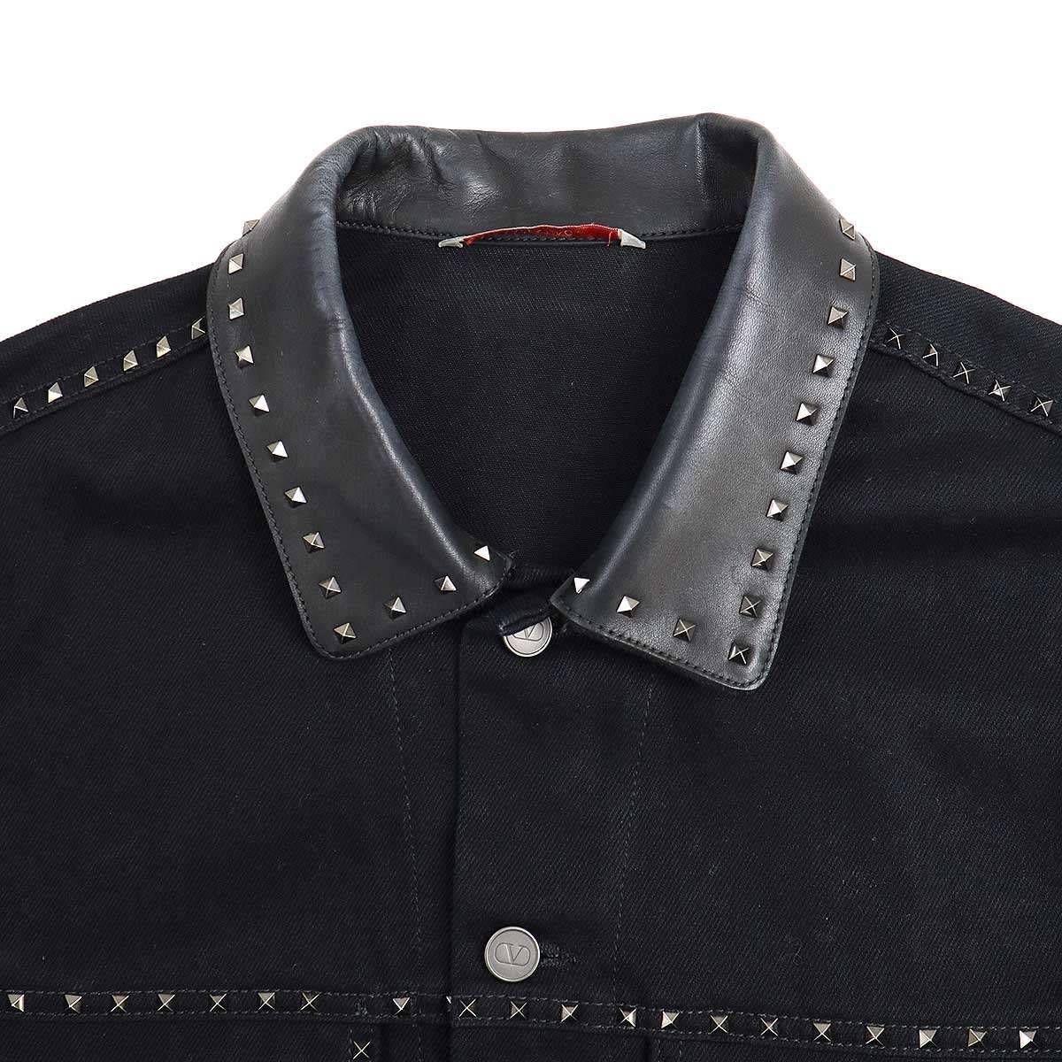 VALENTINO ヴァレンティノ 22AW レザーカラースタッズデニムジャケット 