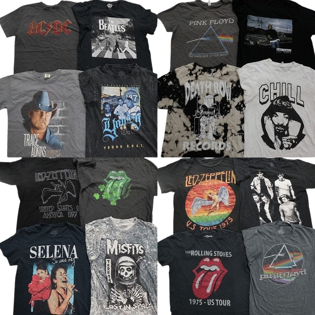 古着卸 まとめ売り 音楽・バンド 半袖Tシャツ 16枚セット (メンズ M ) ピンクフロイド アイスキューブ ローリングストーンズ 古着 NB0540