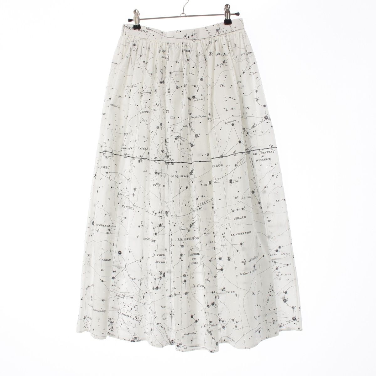 ディオール コットン Zodiac 星座 ゾディアックミディ丈 サイドジップ フ スカート 151J79A3701 ホワイト F36