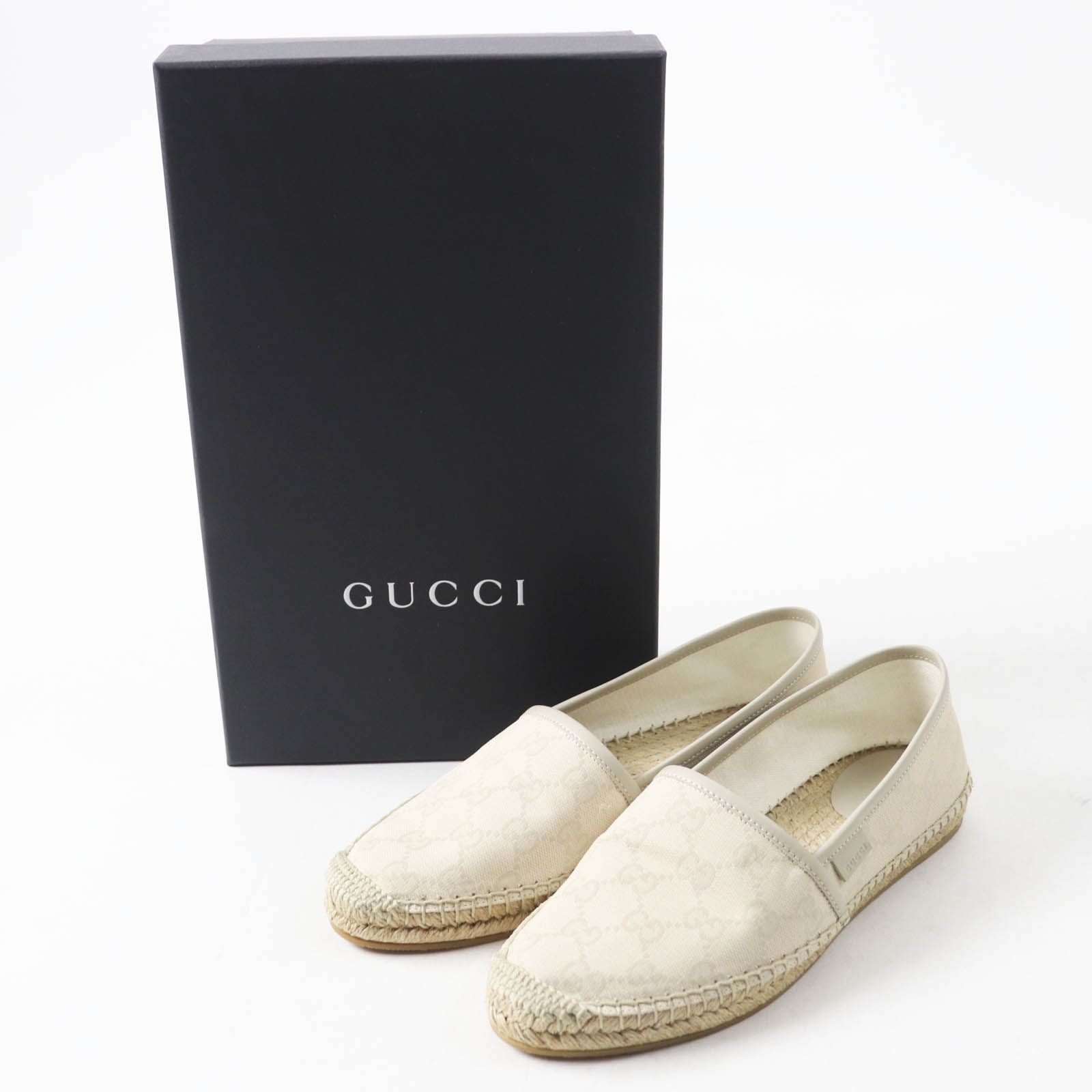 未使用品◎GUCCI グッチ 466902 GGキャンバス レザー エスパドリーユ 