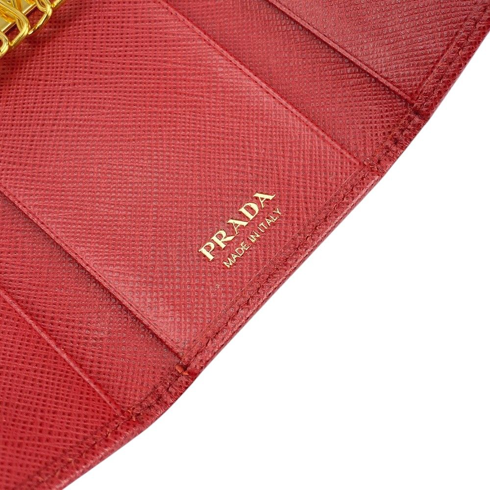 □中古□ プラダ 6連 キーケース 鍵 サフィアーノ レザー GP レッド