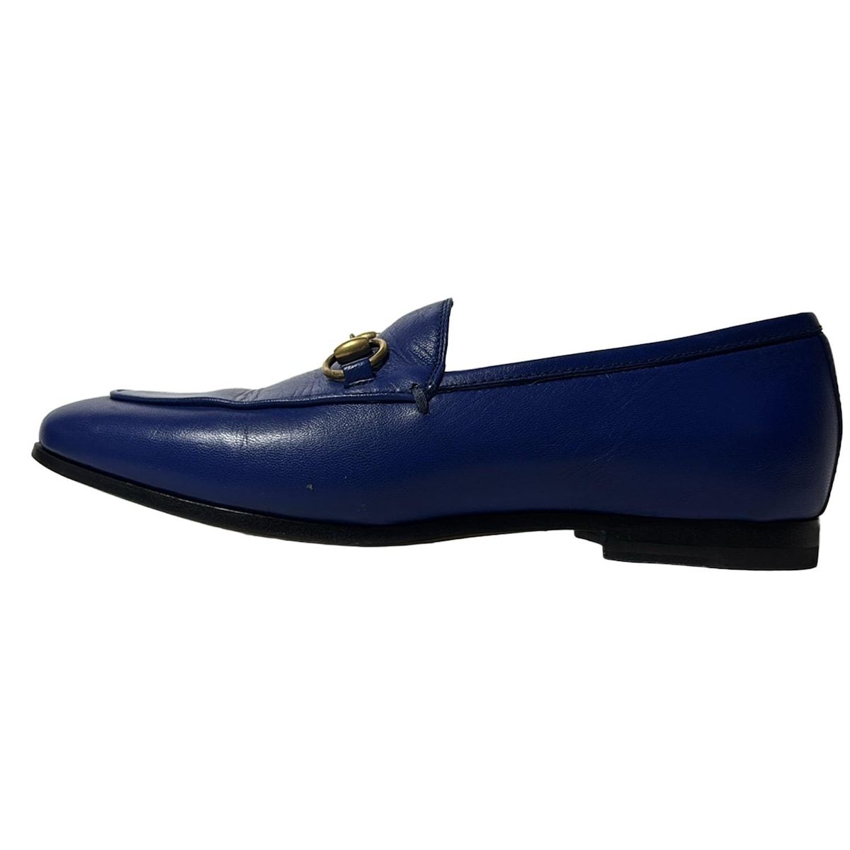 GUCCI グッチ ローファー 34 レディース - 404069 ブルー ホースビット レザー