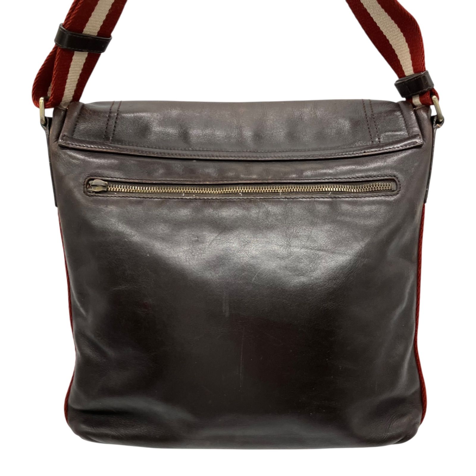 BALLY トレスポ メッセンジャーバッグ ダークブラウン レッド 1408 BALLY トレスポ メッセンジャーバッグ ダークブラウン レッド