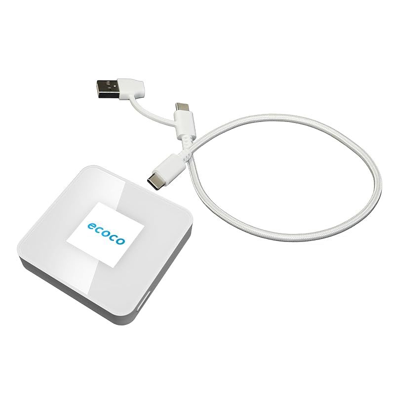 ecoco 新モデル 1年間 100ギガ 付 ポケット Wi-Fi 契約不要 月額費用無し 車載 バッテリー レス ギガ リチャージ ホワイト 100GB