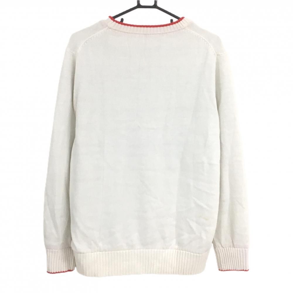 ニューバランスゴルフ 裏地付セーター 白×レッド フロントロゴ ニット