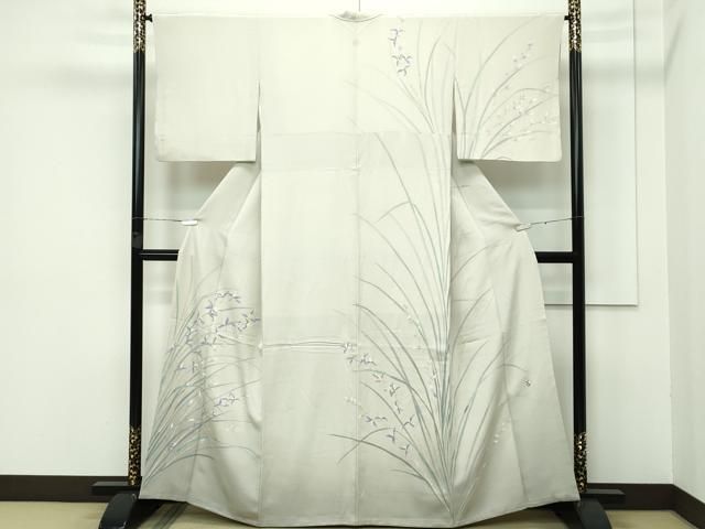 平和屋着物■極上　本加賀友禅作家　中正享子　訪問着　草花文　砂色地　逸品　CZAA3396s5 平和屋着物□極上 本加賀友禅作家 中正享子 訪問着 草花文 砂色地 逸品