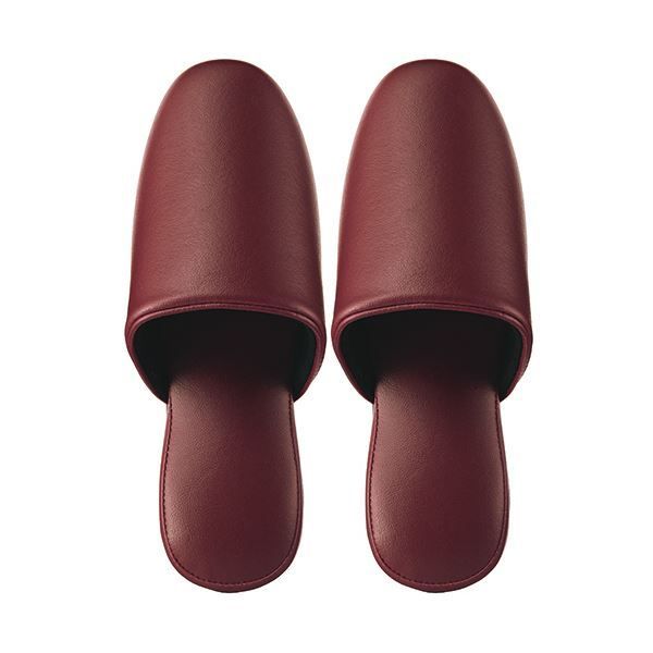 まとめ TANOSEE レザー調スリッパ 吊り込み ワイン 1足 ×5セット