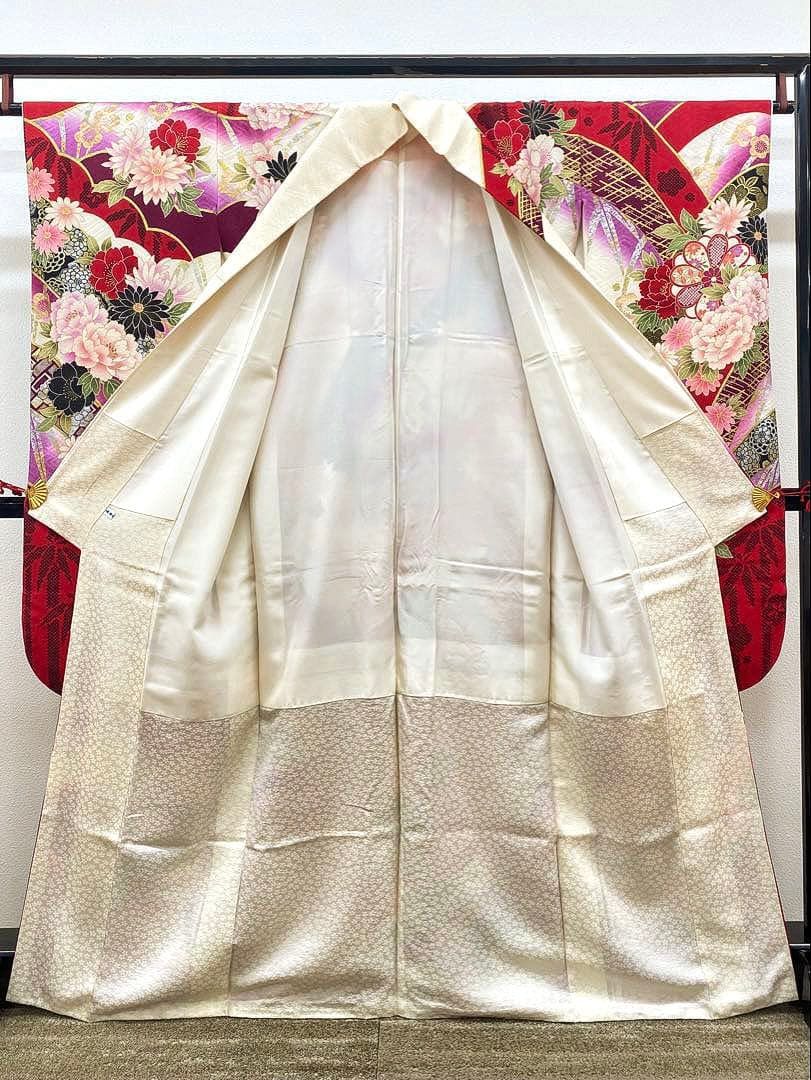 振袖 豪華 銀通し 金彩 銀彩 ラメ刺繍 ショップ 牡丹 身丈161cm 撥水