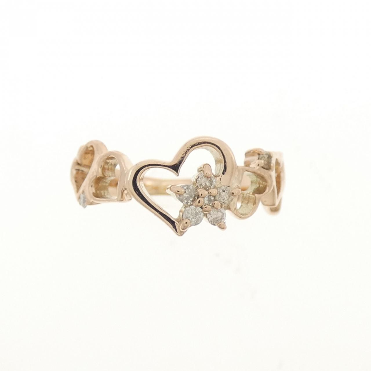 K10PG ハート×フラワー ダイヤモンド リング 0.07CT - メルカリ