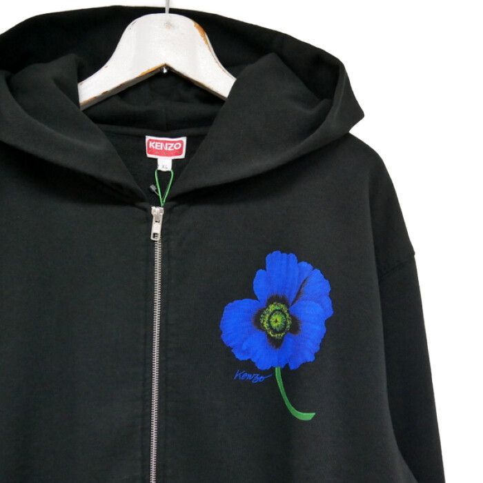 KENZO by NIGO ケンゾー ニゴー 国内正規 22AW SEASONAL GRAPHIC CLASSIC ZIP HOODIE POPPY  ポピージップパーカー フーディー FC65SW4244MF 定価68200円 BLACK ブラック 黒 XL