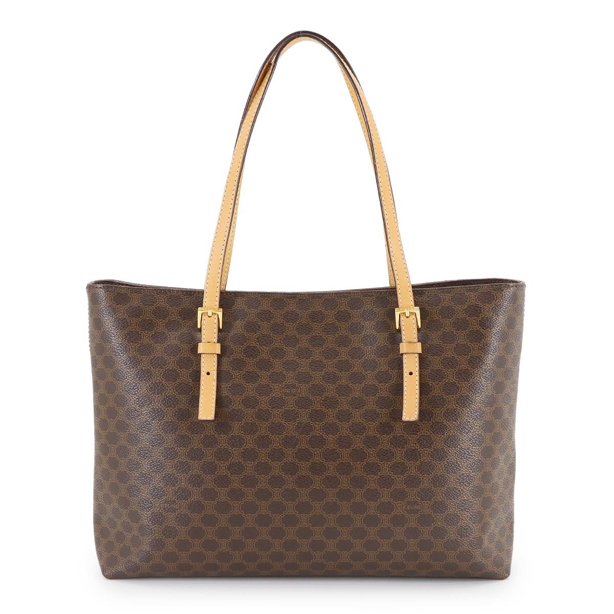 美品激安　セリーヌ　トートバッグ マカダム柄 ゴールド金具 ホワイト　大容量 希少✨美品✨CELINE セリーヌ トートバッグ 総柄 白マカダム