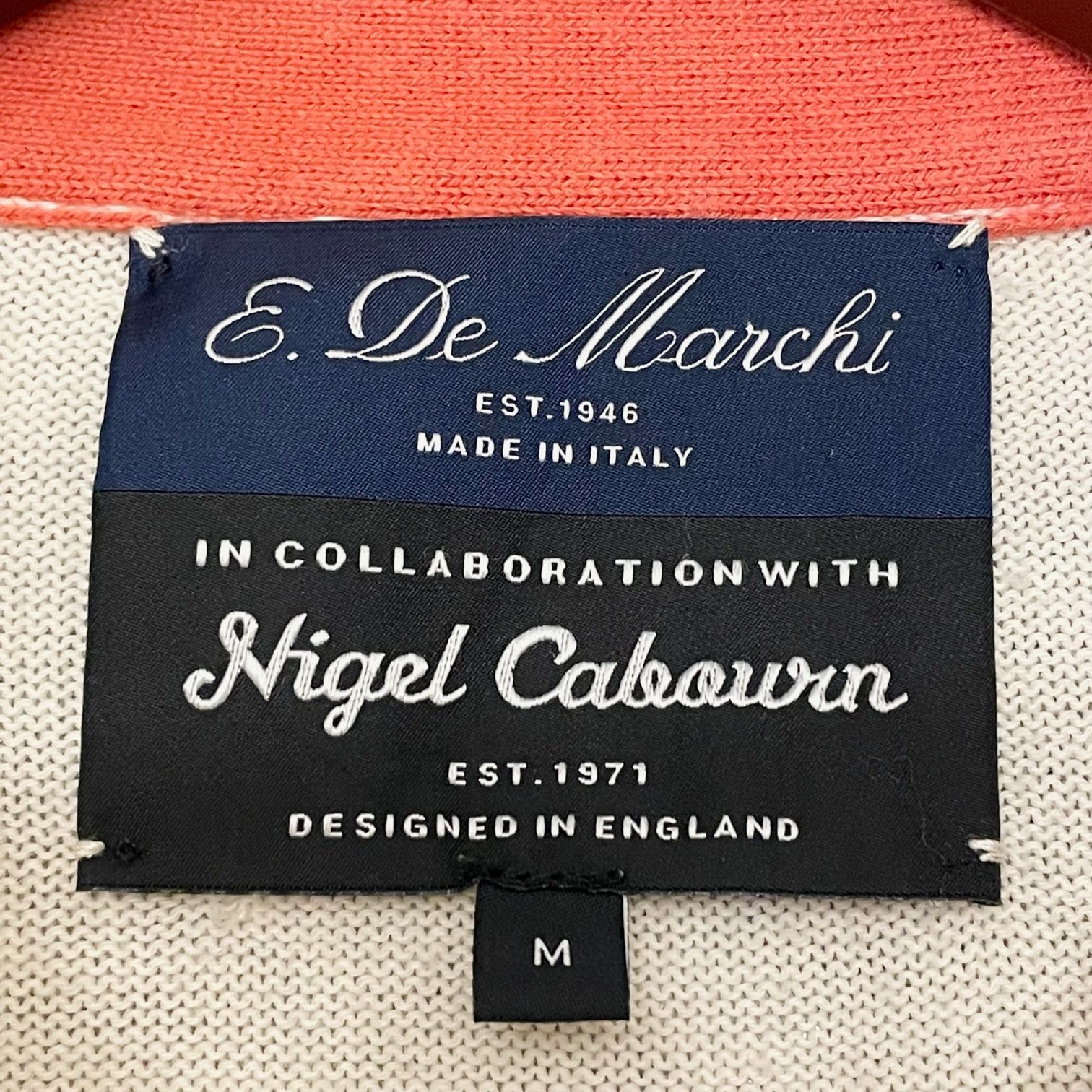 希少 MADE IN ITALY製 E. De Marchi 1946 × NIGEL CABOURN 半袖ニットポロシャツ アイボリー Mサイズ