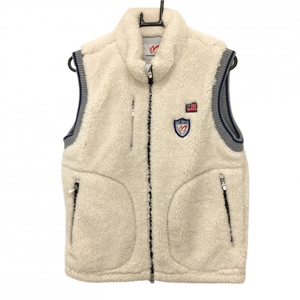 マスターバニー ボアベスト 白×グレー 一部ニット ファスナー メンズ 4 M ゴルフウェア MASTER BUNNY EDITION