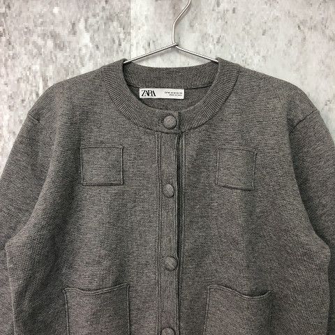 美品】ZARA ザラ プレーン ニット ジャケット パデット