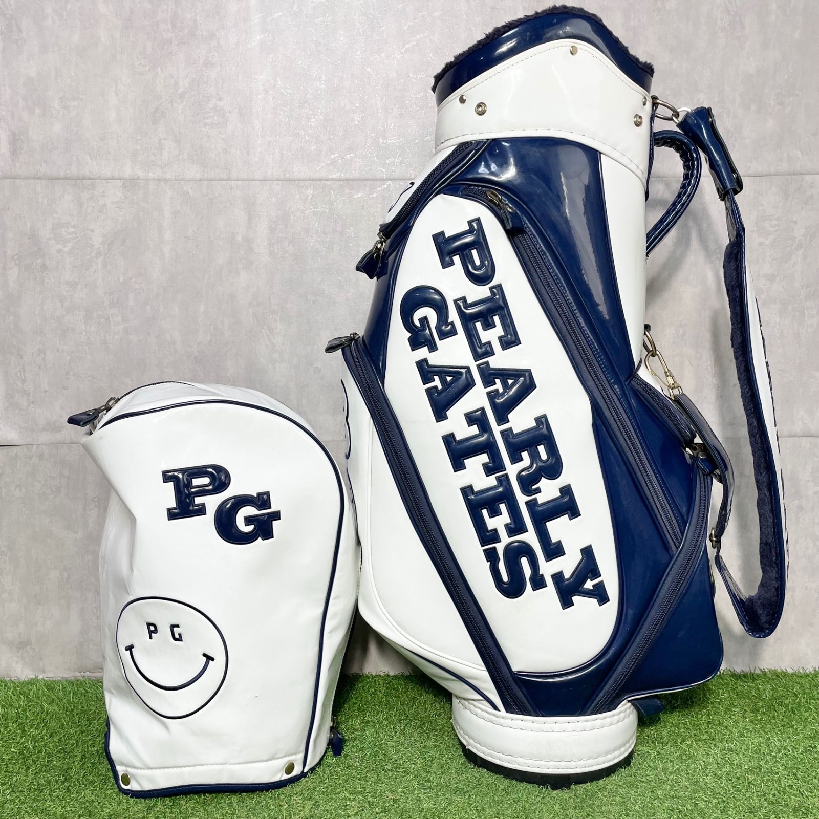 パーリーゲイツ エナメルキャディバッグ ホワイト 46インチ対応