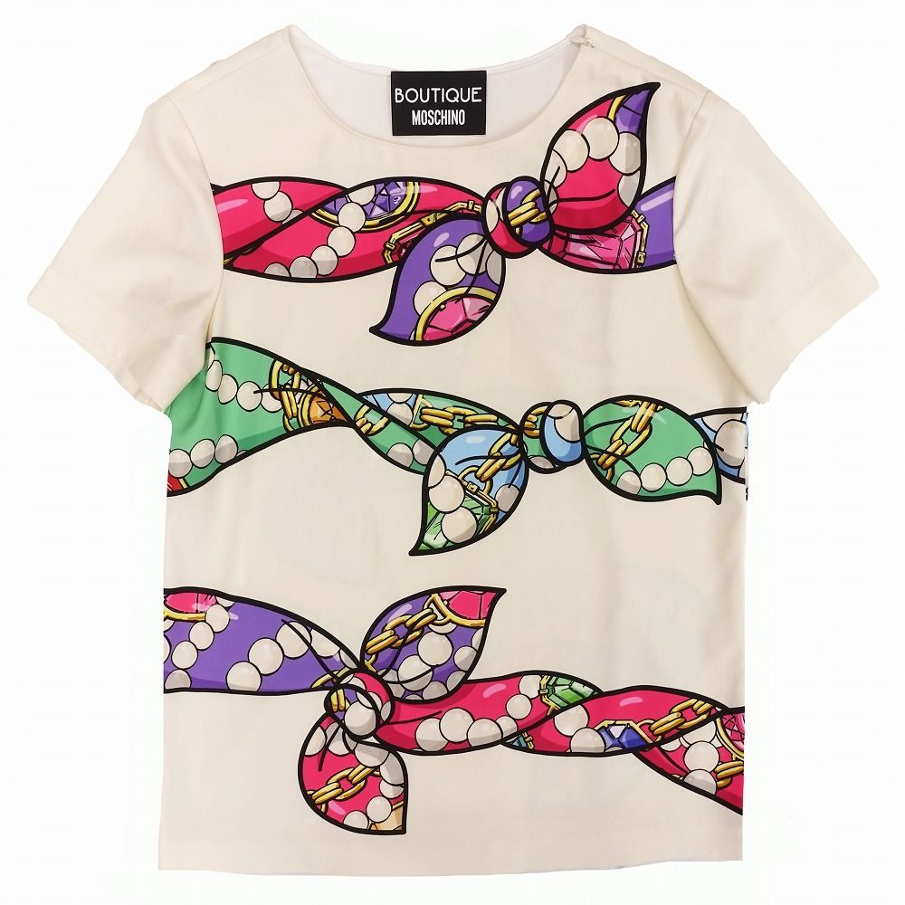 BOUTIQUE MOSCHINO ブティック モスキーノ リボン スカーフ柄 ブラウス 
