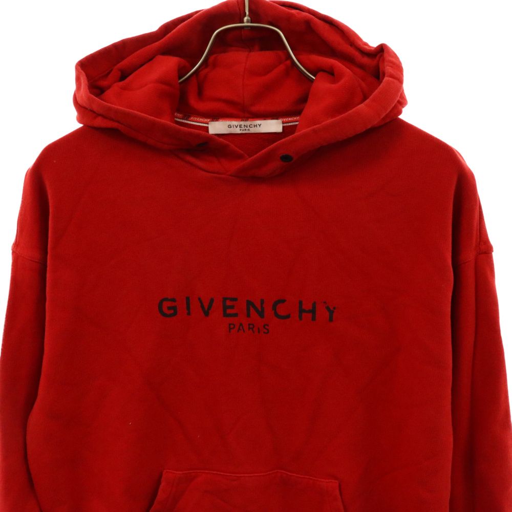 GIVENCHY (ジバンシィ) 19AW ロゴプリントデザイン スウェットパーカー BM700R30AF レッド - メルカリ