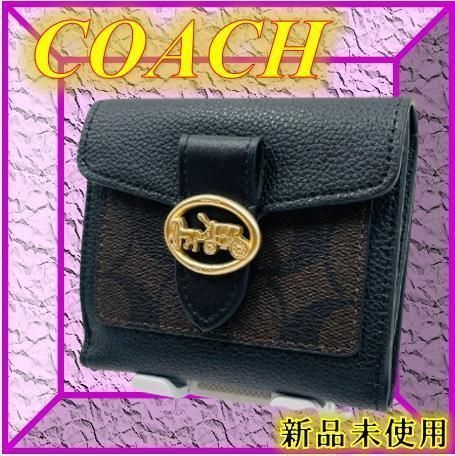 ⭐【匿名配送】COACH ブラック ミニ財布 シグネチャー ブラウン - メルカリ