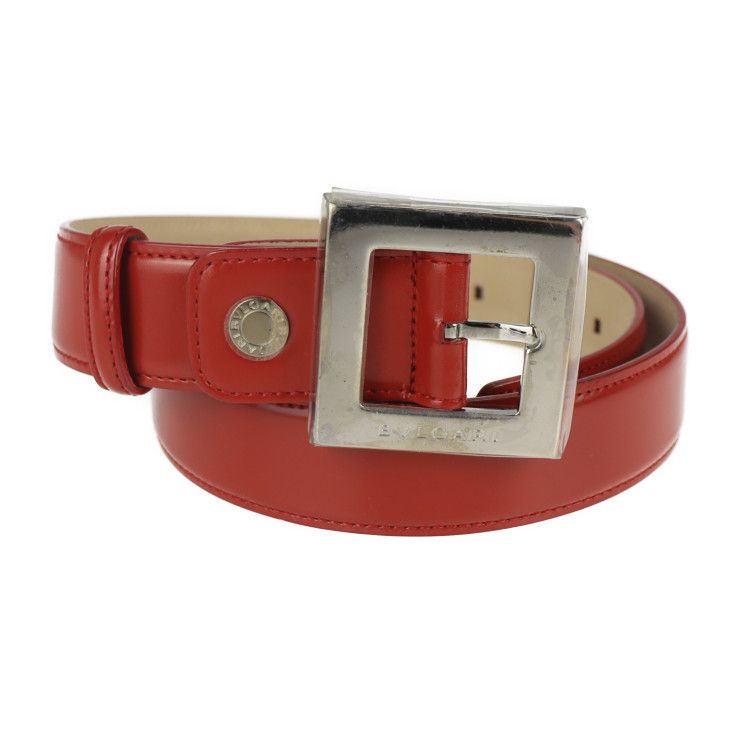 BVLGARI ブルガリ ベルト - レザー レッド シルバー金具 ブルガリ