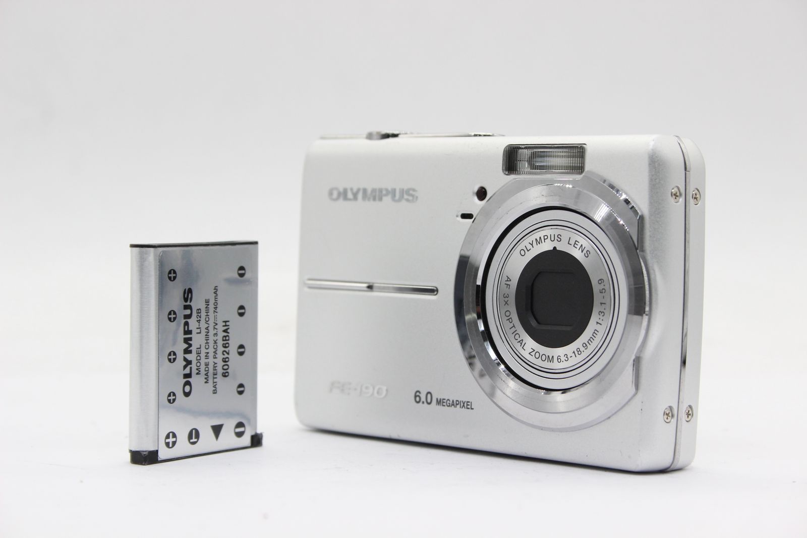 【返品保証】 オリンパス Olympus FE-190 AF 3x バッテリー付き コンパクトデジタルカメラ s2875