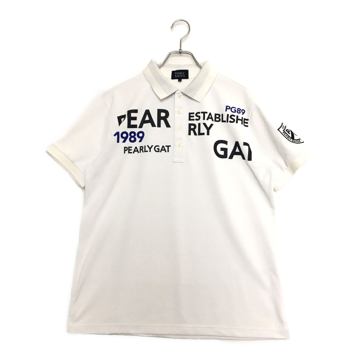 メンズ パーリーゲイツ PEARLY GATES 半袖ポロシャツ 6 LL 白 ホワイト 鹿の子