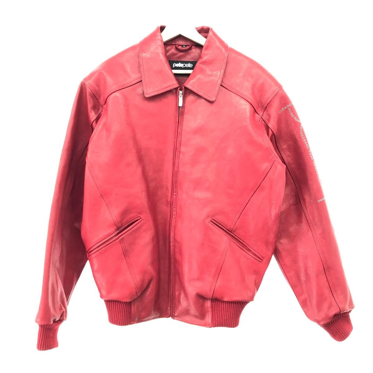 pelle pelle ペレペレ　レザージャケット　42 美品 pelle pelle ペレペレ レザージャケット 42 レッド メンズ サイド