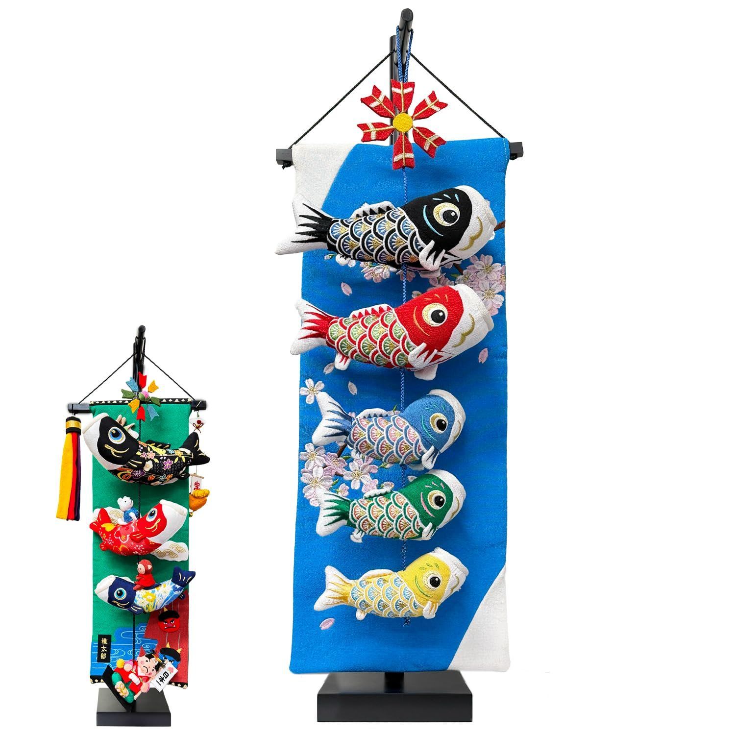 Color ５色 桜 台セット 吊るし飾り 鯉のぼり 台付き セット タペストリー 旗 室内 ちりめん細工 壁掛け 端午の節句 こどもの日 ５色 桜 台セット
